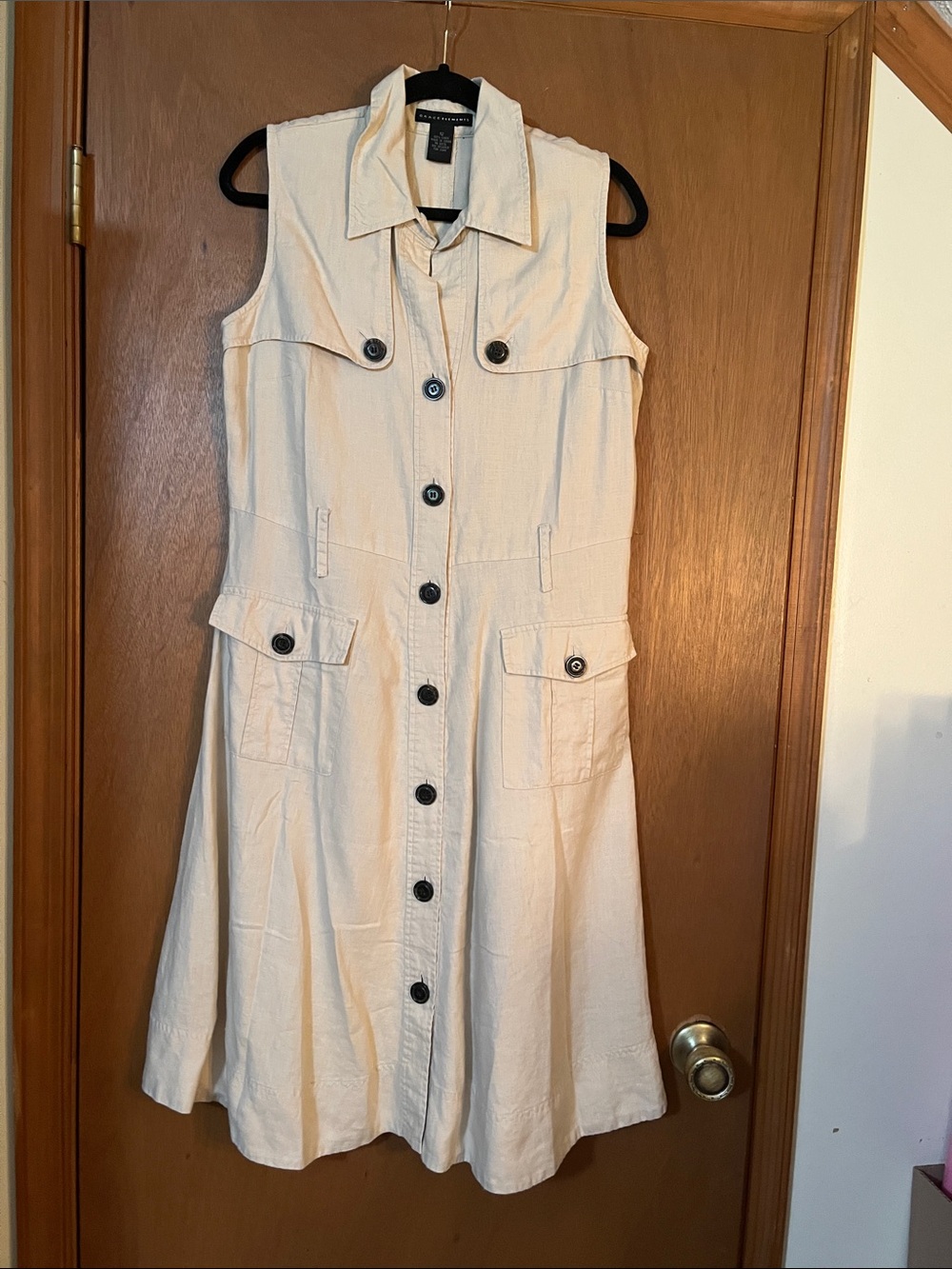 Flowing lightweight sleeveless, sand colored leather dress